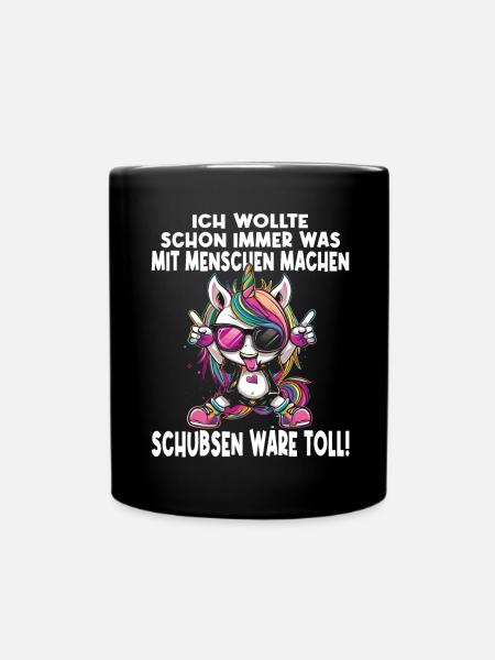 Süßes Einhorn, Bunte Einhörner - Tasse einfarbig - Schwarz