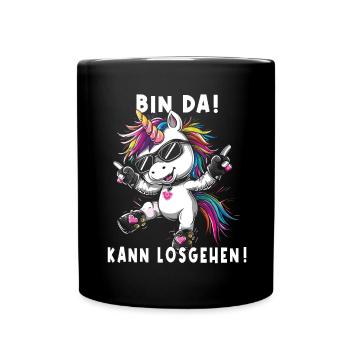Süßes Einhorn, Bunte Einhörner - Tasse einfarbig - Schwarz - Vorne