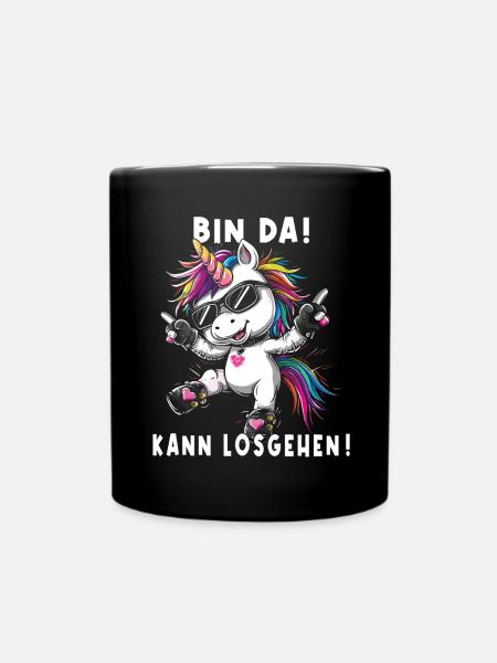 Süßes Einhorn, Bunte Einhörner - Tasse einfarbig - Schwarz