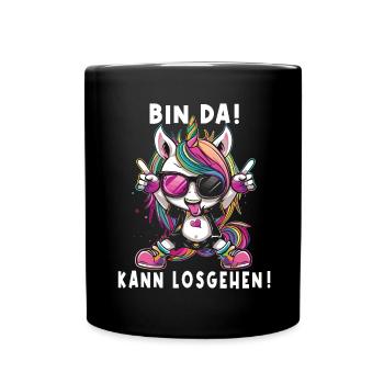 Süßes Einhorn, Bunte Einhörner - Tasse einfarbig - Schwarz - Vorne