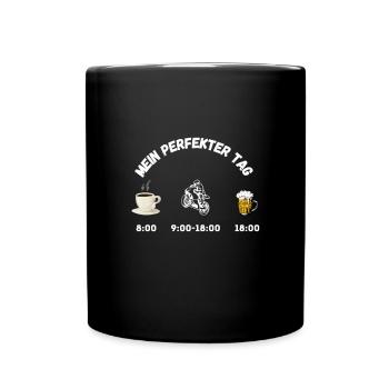 moto bière café journée parfaite dire - Mug uni - noir - Devant