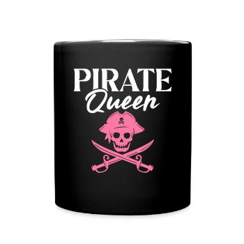 Piratenkönigin Schatzsuche Kreuzknochen Lustig - Tasse einfarbig - Schwarz - Vorne
