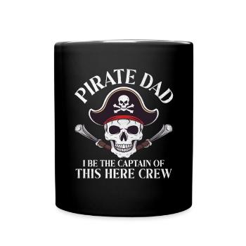 Pirate Dad I Be The Captain Aargh Crossbone Funny - Full Colour Mug - black - Front