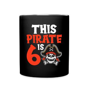 Drôle Pirate Anniversaire 6 ans Crossbone - Mug uni - noir - Devant