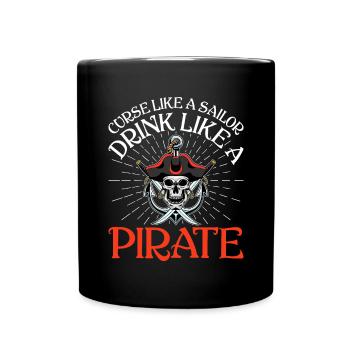 Malédiction comme un marin Boire comme un pirate Crossbone - Mug uni - noir - Devant