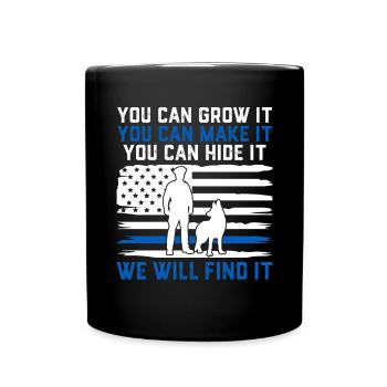 Funny Law Enforcement USA Flag Canine Police - Full Colour Mug - black - Front