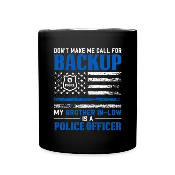 Schwager Lustiger Polizist USA Flagge Gesetz - Tasse einfarbig - Schwarz - Vorne