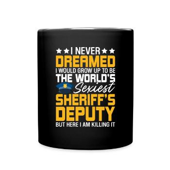 Drôle shérif adjoint Blue Line Police Law - Mug uni - noir - Devant