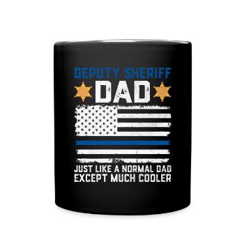 Stellvertretender Vater USA Flagge Sheriff Strafverfolgung - Tasse einfarbig - Schwarz - Vorne