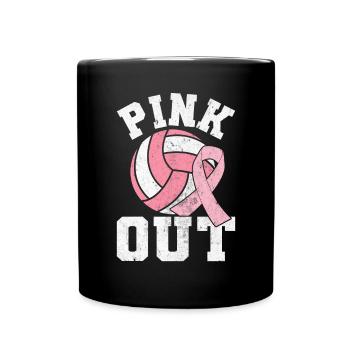 Pink Out Cancer du sein Volley-ball Ruban rose - Mug uni - noir - Devant