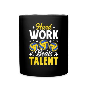 Hard Work Beats Talent Bump Set Spike Funny Smash - Full Colour Mug - black - Front