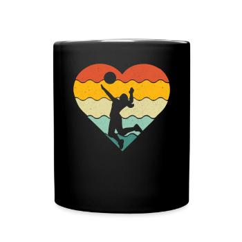 Retro Volleyball Teamsport Lustiger Volleyball - Tasse einfarbig - Schwarz - Vorne