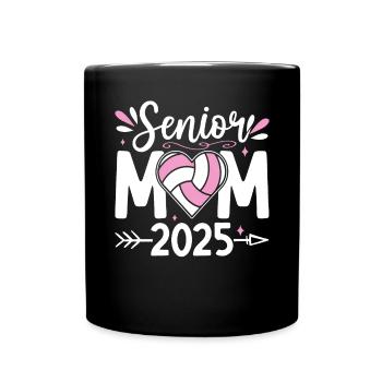 Senior Mom 2025 Volleyball Mom Serve Ball Class - Full Colour Mug - black - Front
