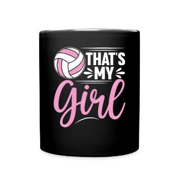 Das ist mein Mädchen Volleyball Bump Set Spike - Tasse einfarbig - Schwarz - Vorne