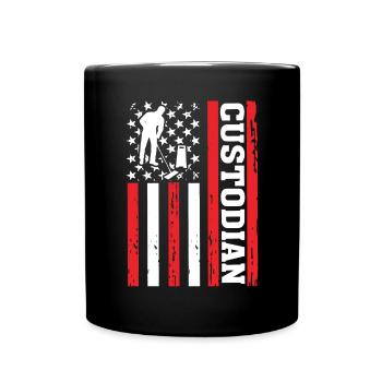 Verwalter USA Flagge Lustig Schule Reinigung Amerikanisch - Tasse einfarbig - Schwarz - Vorne