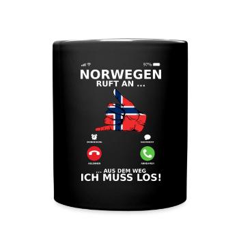 Norwegen ruft an aus dem Weg ich muss los - Tasse einfarbig - Schwarz - Vorne
