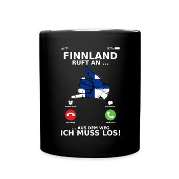Finnland ruft an aus dem Weg ich muss los - Tasse einfarbig - Schwarz - Vorne