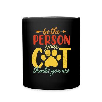 Sei die Person, für die dein Hund dich hält Retro-Katze - Tasse einfarbig - Schwarz - Vorne