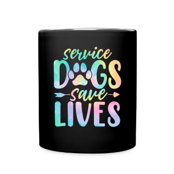 Service Dogs Save Lives Funny Dog Tie Dye Animal - Full Colour Mug - black - Front