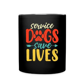 Service Dogs Save Lives Retro Dog Canine Animal - Full Colour Mug - black - Front