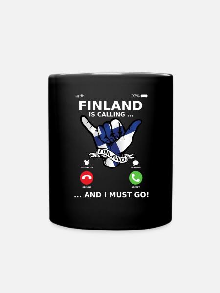 Finland is calling and i must go - Full Colour Mug - black