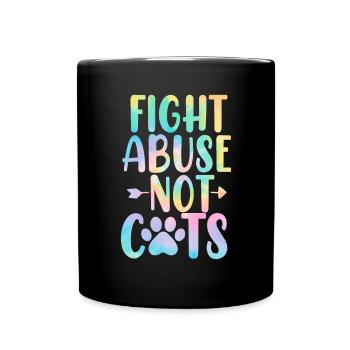 Fight Abuse Not Cats Tie Dye Shelter Foster - Tasse einfarbig - Schwarz - Vorne