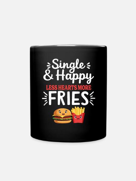Single and happy Valentine's Day - Full Colour Mug - black