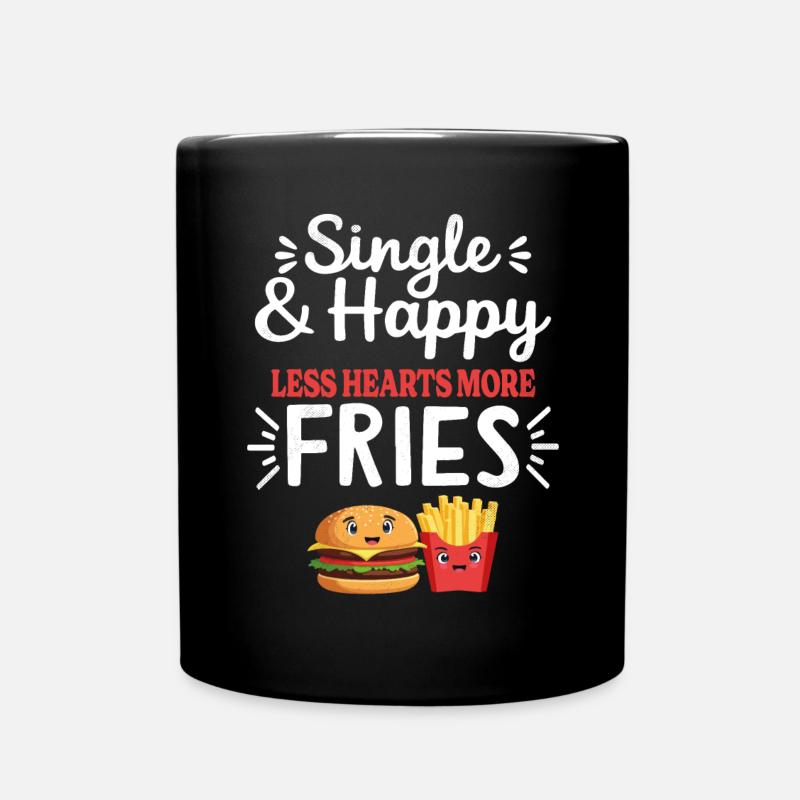 Célibataire et heureuse Saint-Valentin - Mug uni - noir