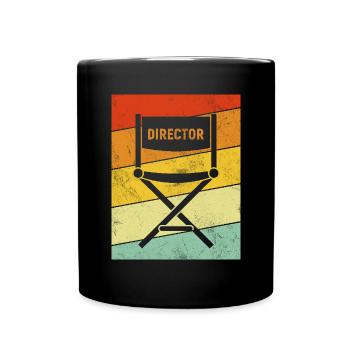 Regisseur Retro Vintage Lustiges Filmemachen - Tasse einfarbig - Schwarz - Vorne