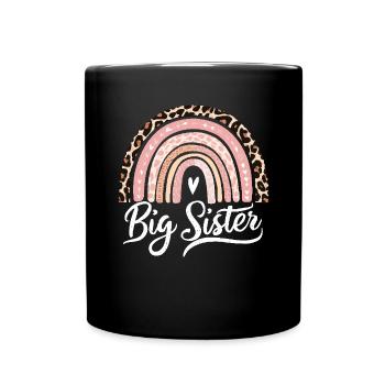 Big Sister Boho Rainbow Funny Sister Older - Full Colour Mug - black - Front