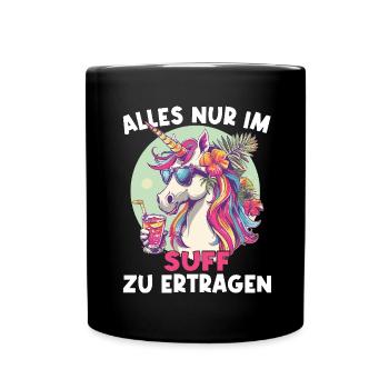 Colorful Refreshing Cocktail Unicorn - Full Colour Mug - black - Front