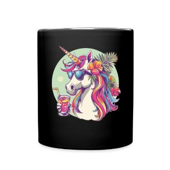 Colorful Refreshing Cocktail Unicorn - Full Colour Mug - black - Front