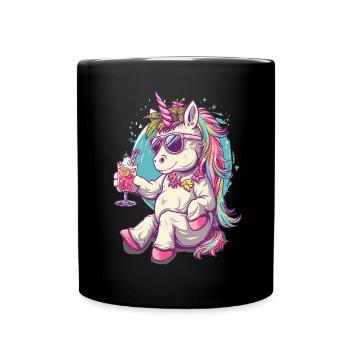 Colorful Refreshing Cocktail Unicorn - Full Colour Mug - black - Front