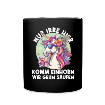 Refreshing Cocktail Unicorn Saying - Full Colour Mug - black - Front