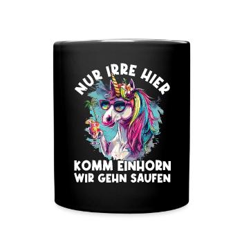 Refreshing Cocktail Unicorn Saying - Full Colour Mug - black - Front