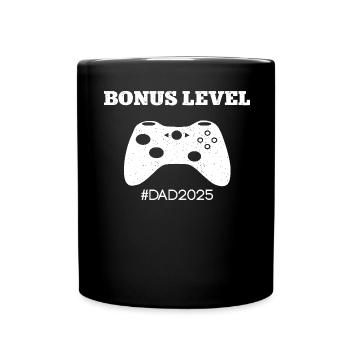 Leveled Up To Dad 2025 Papa Werden Bonus Level Dad - Tasse einfarbig - Schwarz - Vorne