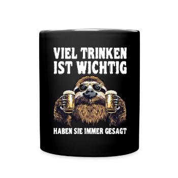 "Viel trinken ist wichtig" Biertrinker - Tasse einfarbig - Schwarz - Vorne