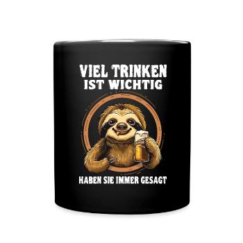 "Viel trinken ist wichtig" Biertrinker - Tasse einfarbig - Schwarz - Vorne