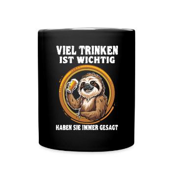 "Viel trinken ist wichtig" Biertrinker - Tasse einfarbig - Schwarz - Vorne