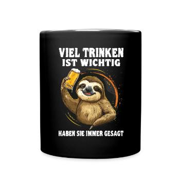 "Viel trinken ist wichtig" Biertrinker - Tasse einfarbig - Schwarz - Vorne