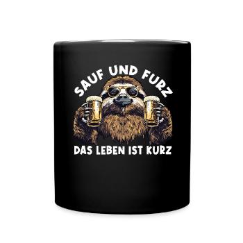 "Drink and fart, life is short" Beer - Full Colour Mug - black - Front