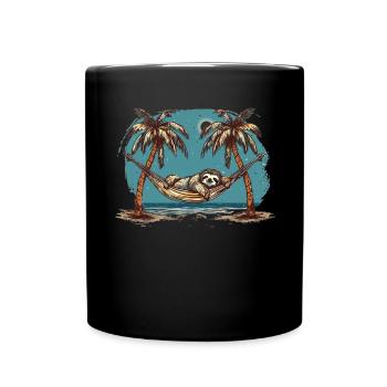 Sloth Hammock, Beach, Chill - Full Colour Mug - black - Front