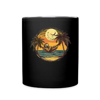 Sloth Hammock, Beach, Chill - Full Colour Mug - black - Front