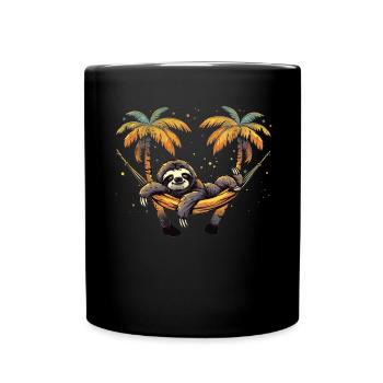 Faultier-hängematte, Strand, Chillige - Tasse einfarbig - Schwarz - Vorne