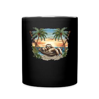 Faultier-hängematte, Strand, Chillige - Tasse einfarbig - Schwarz - Vorne