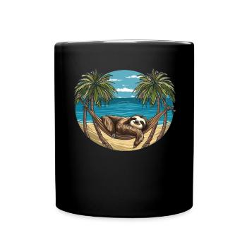 Faultier-hängematte, Strand, Chillige - Tasse einfarbig - Schwarz - Vorne