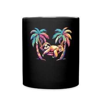Sloth Hammock, Beach, Chill - Full Colour Mug - black - Front