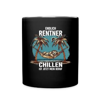 "Finally Pensioner" Chilling Sloth - Full Colour Mug - black - Front