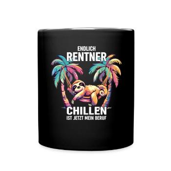 "Finally Pensioner" Chilling Sloth - Full Colour Mug - black - Front