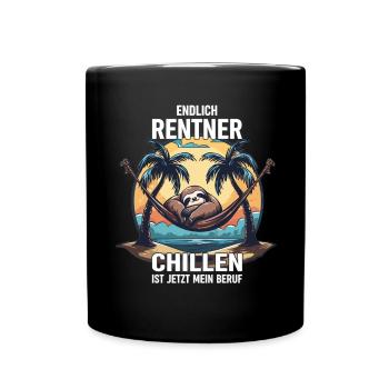 "Finally Pensioner" Chilling Sloth - Full Colour Mug - black - Front